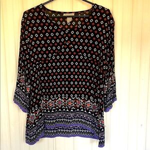 WORLD MARKET Patterned Black and White Rayon Top Womens Size S/M